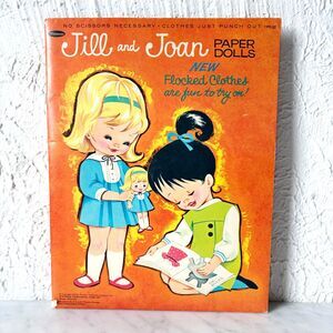 Vintage Jill & Joan Paper Dolls 1965 Whitman Flocked Clothes Complete Punch-Out